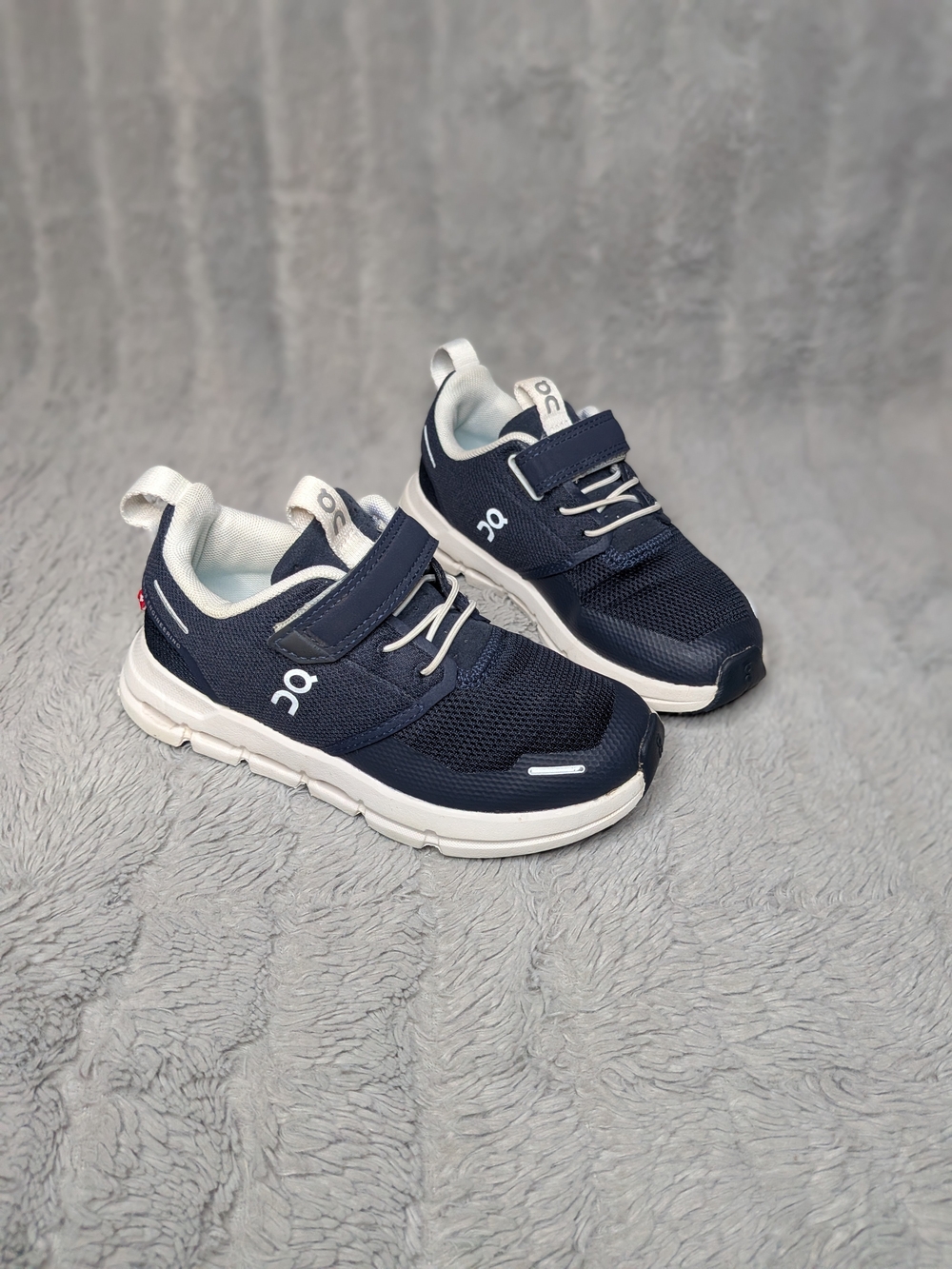 On Running Kids Navy and White Athletic Sneakers